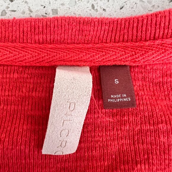 Anthropologie Pilcro Popover Ruffles Top Sweater V Neck Coral Color size S - Picture 5 of 8